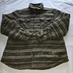 JACHS NEW YORK WOOL BLEND SHERPA LINED AZTEC SOUTWEST SHIRT JACKET SIZE MEDIUM